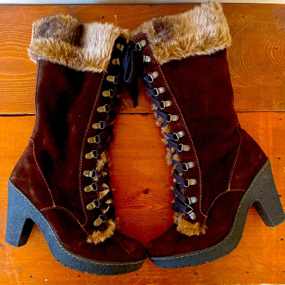 Genuine Leather Born BOC Fur Lace Up Boots